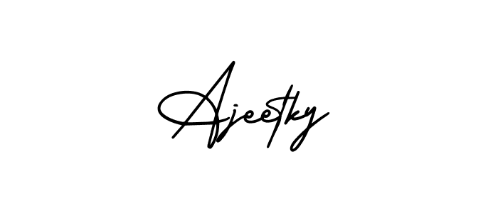 You should practise on your own different ways (AmerikaSignatureDemo-Regular) to write your name (Ajeetky) in signature. don't let someone else do it for you. Ajeetky signature style 3 images and pictures png