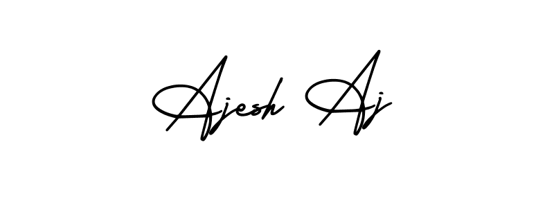 The best way (AmerikaSignatureDemo-Regular) to make a short signature is to pick only two or three words in your name. The name Ajesh Aj include a total of six letters. For converting this name. Ajesh Aj signature style 3 images and pictures png