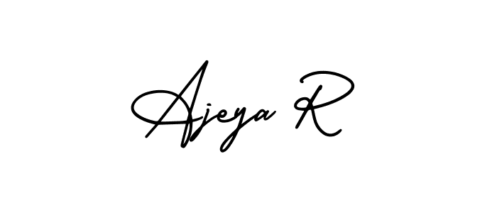 Similarly AmerikaSignatureDemo-Regular is the best handwritten signature design. Signature creator online .You can use it as an online autograph creator for name Ajeya R. Ajeya R signature style 3 images and pictures png