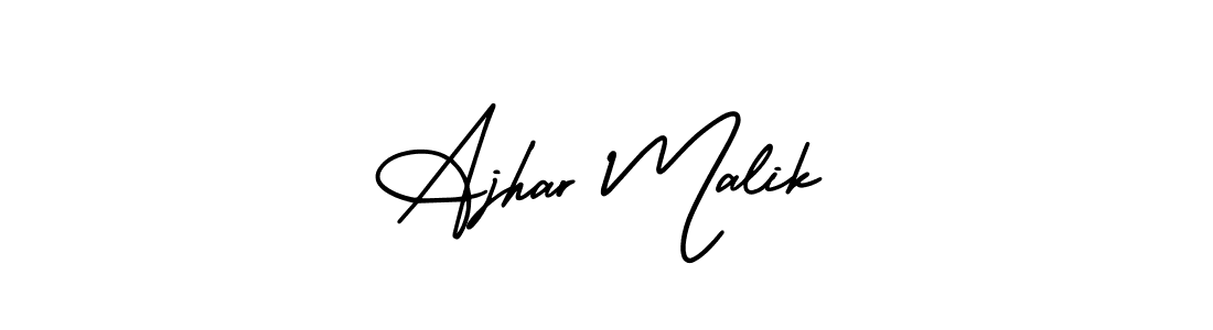 The best way (AmerikaSignatureDemo-Regular) to make a short signature is to pick only two or three words in your name. The name Ajhar Malik include a total of six letters. For converting this name. Ajhar Malik signature style 3 images and pictures png