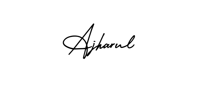 Similarly AmerikaSignatureDemo-Regular is the best handwritten signature design. Signature creator online .You can use it as an online autograph creator for name Ajharul. Ajharul signature style 3 images and pictures png