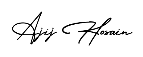 Practice writing Ajij Hosain with the flow of AmerikaSignatureDemo-Regular lettering. A fantastic source of inspiration for developing your personal signature style. Ajij Hosain signature style 3 images and pictures png