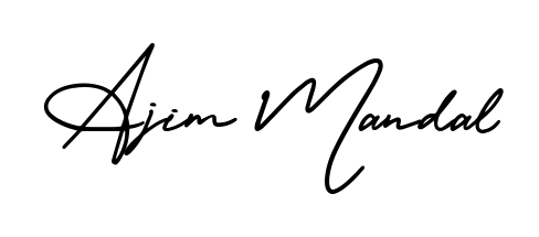 Download transparent PNG signature for name Ajim Mandal styled with AmerikaSignatureDemo-Regular font. Ready to paste directly into PDF and Word agreements. Ajim Mandal signature style 3 images and pictures png