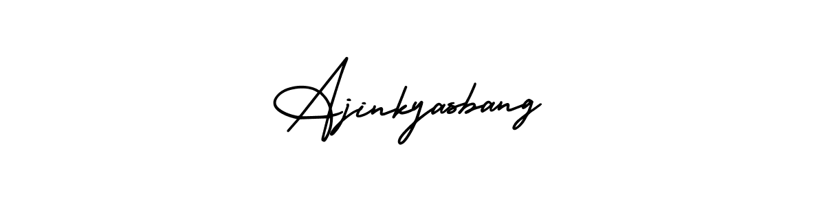 The best way (AmerikaSignatureDemo-Regular) to make a short signature is to pick only two or three words in your name. The name Ajinkyasbang include a total of six letters. For converting this name. Ajinkyasbang signature style 3 images and pictures png