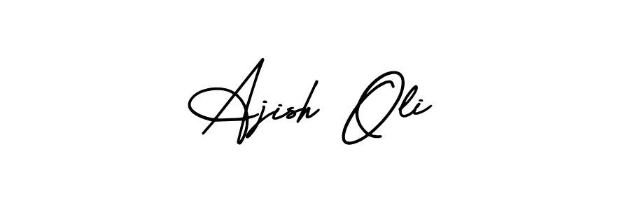 How to make Ajish Oli signature? AmerikaSignatureDemo-Regular is a professional autograph style. Create handwritten signature for Ajish Oli name. Ajish Oli signature style 3 images and pictures png