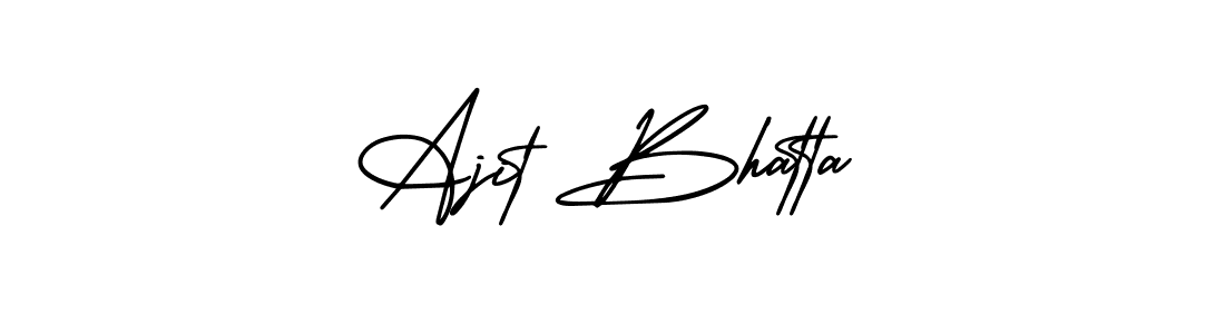 The best way (AmerikaSignatureDemo-Regular) to make a short signature is to pick only two or three words in your name. The name Ajit Bhatta include a total of six letters. For converting this name. Ajit Bhatta signature style 3 images and pictures png