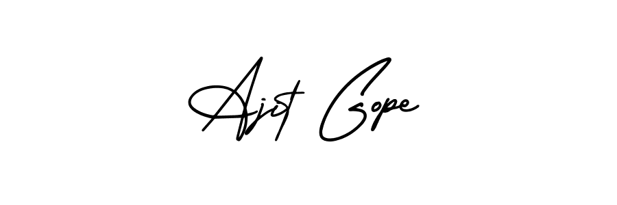 The best way (AmerikaSignatureDemo-Regular) to make a short signature is to pick only two or three words in your name. The name Ajit Gope include a total of six letters. For converting this name. Ajit Gope signature style 3 images and pictures png