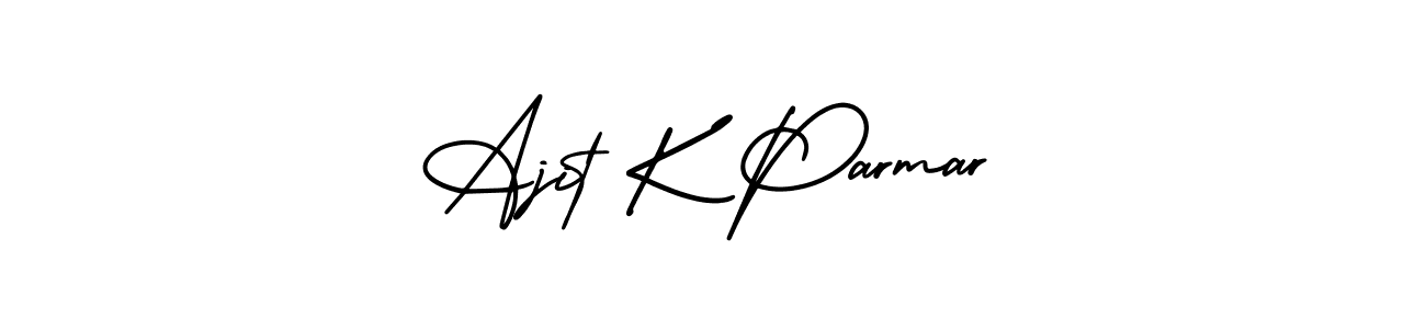 This is the best signature style for the Ajit K Parmar name. Also you like these signature font (AmerikaSignatureDemo-Regular). Mix name signature. Ajit K Parmar signature style 3 images and pictures png