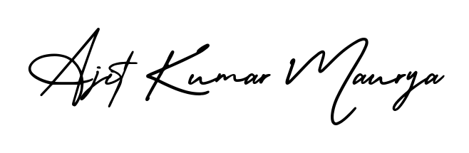 A dynamic signature style for Ajit Kumar Maurya using AmerikaSignatureDemo-Regular script. Designed to look authentic, handwritten, and professional. Ajit Kumar Maurya signature style 3 images and pictures png