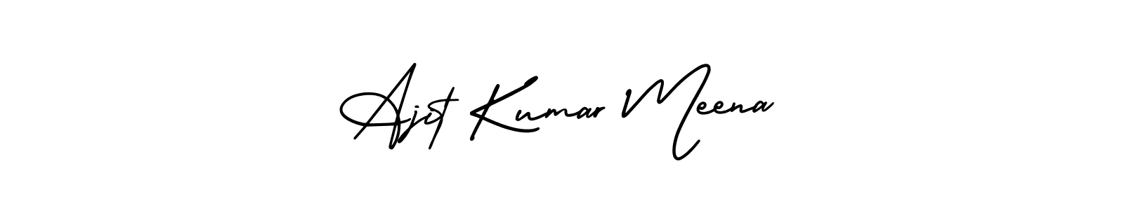 This is the best signature style for the Ajit Kumar Meena name. Also you like these signature font (AmerikaSignatureDemo-Regular). Mix name signature. Ajit Kumar Meena signature style 3 images and pictures png