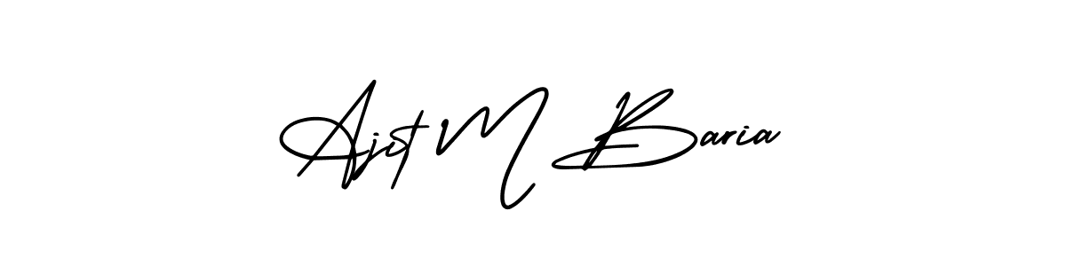 The best way (AmerikaSignatureDemo-Regular) to make a short signature is to pick only two or three words in your name. The name Ajit M Baria include a total of six letters. For converting this name. Ajit M Baria signature style 3 images and pictures png