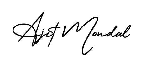 Create a personalized artistic stamp with Ajit Mondal in AmerikaSignatureDemo-Regular font. Perfect for visual artists, designers, and influencers. Ajit Mondal signature style 3 images and pictures png