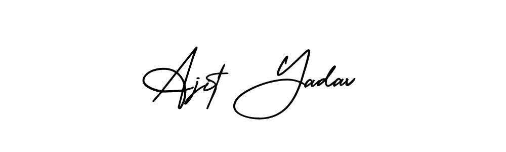 This is the best signature style for the Ajit Yadav name. Also you like these signature font (AmerikaSignatureDemo-Regular). Mix name signature. Ajit Yadav signature style 3 images and pictures png