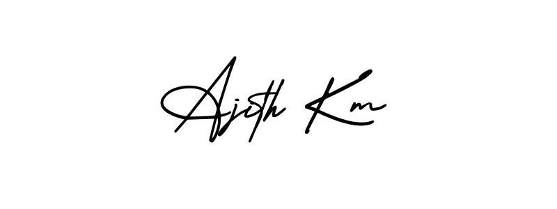 Ajith Km stylish signature style. Best Handwritten Sign (AmerikaSignatureDemo-Regular) for my name. Handwritten Signature Collection Ideas for my name Ajith Km. Ajith Km signature style 3 images and pictures png