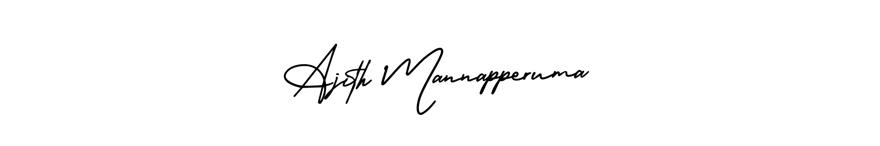 You should practise on your own different ways (AmerikaSignatureDemo-Regular) to write your name (Ajith Mannapperuma) in signature. don't let someone else do it for you. Ajith Mannapperuma signature style 3 images and pictures png