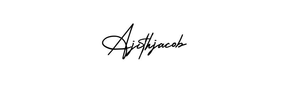 The best way (AmerikaSignatureDemo-Regular) to make a short signature is to pick only two or three words in your name. The name Ajithjacob include a total of six letters. For converting this name. Ajithjacob signature style 3 images and pictures png