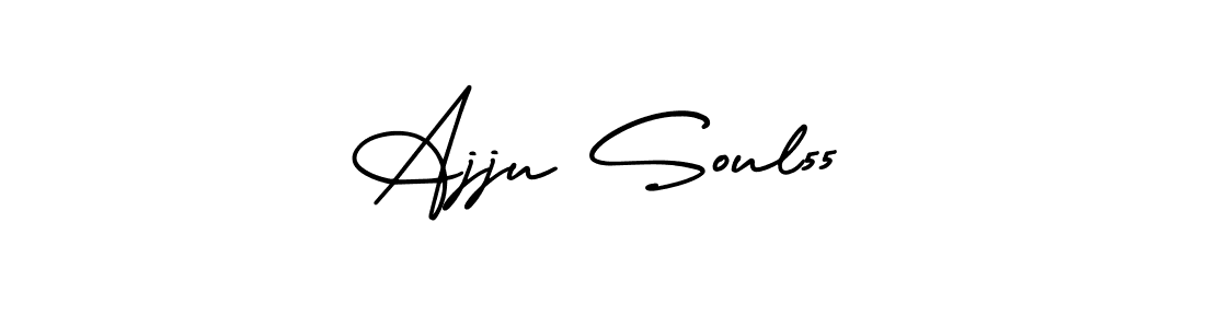 The best way (AmerikaSignatureDemo-Regular) to make a short signature is to pick only two or three words in your name. The name Ajju Soul55 include a total of six letters. For converting this name. Ajju Soul55 signature style 3 images and pictures png