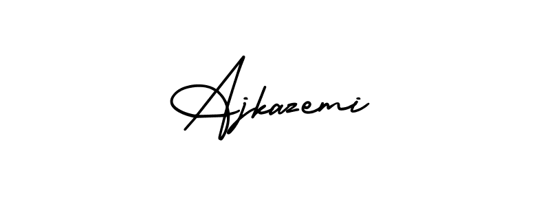The best way (AmerikaSignatureDemo-Regular) to make a short signature is to pick only two or three words in your name. The name Ajkazemi include a total of six letters. For converting this name. Ajkazemi signature style 3 images and pictures png
