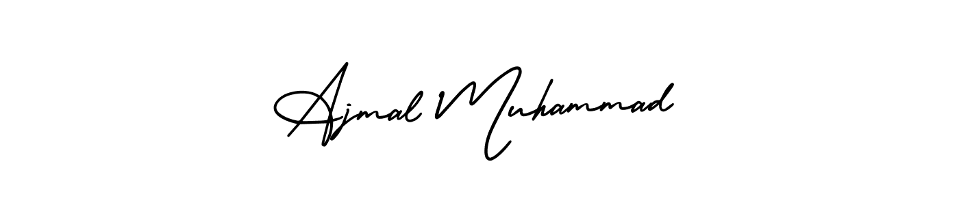 This is the best signature style for the Ajmal Muhammad name. Also you like these signature font (AmerikaSignatureDemo-Regular). Mix name signature. Ajmal Muhammad signature style 3 images and pictures png
