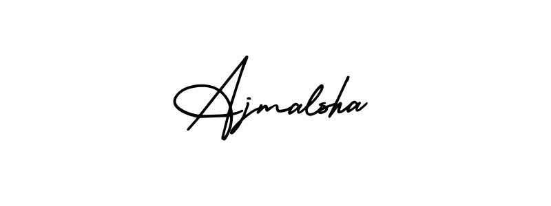 You should practise on your own different ways (AmerikaSignatureDemo-Regular) to write your name (Ajmalsha) in signature. don't let someone else do it for you. Ajmalsha signature style 3 images and pictures png