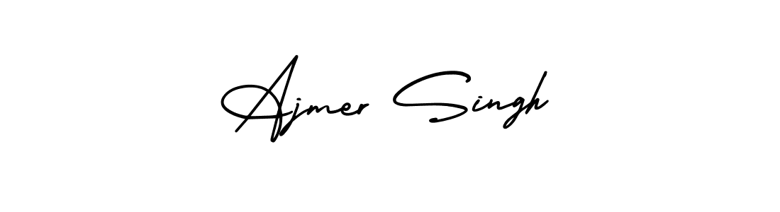 You should practise on your own different ways (AmerikaSignatureDemo-Regular) to write your name (Ajmer Singh) in signature. don't let someone else do it for you. Ajmer Singh signature style 3 images and pictures png