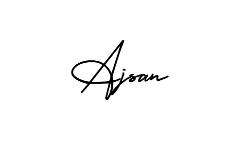 You should practise on your own different ways (AmerikaSignatureDemo-Regular) to write your name (Ajsan) in signature. don't let someone else do it for you. Ajsan signature style 3 images and pictures png