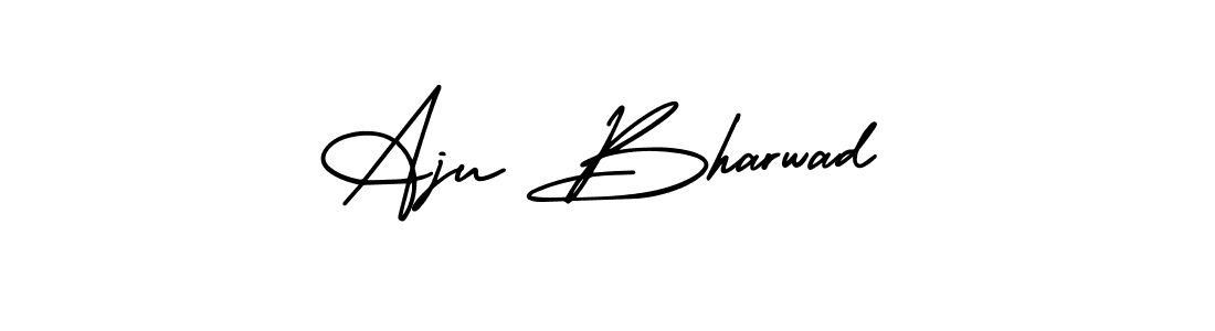 This is the best signature style for the Aju Bharwad name. Also you like these signature font (AmerikaSignatureDemo-Regular). Mix name signature. Aju Bharwad signature style 3 images and pictures png