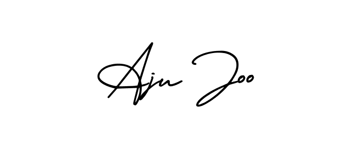 You should practise on your own different ways (AmerikaSignatureDemo-Regular) to write your name (Aju Joo) in signature. don't let someone else do it for you. Aju Joo signature style 3 images and pictures png