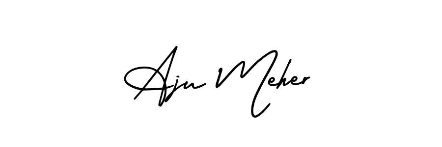 Similarly AmerikaSignatureDemo-Regular is the best handwritten signature design. Signature creator online .You can use it as an online autograph creator for name Aju Meher. Aju Meher signature style 3 images and pictures png