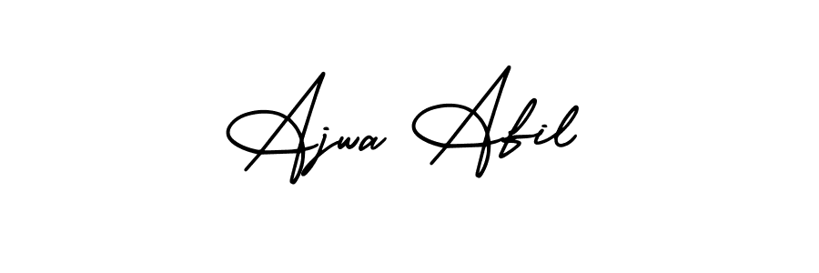 How to make Ajwa Afil name signature. Use AmerikaSignatureDemo-Regular style for creating short signs online. This is the latest handwritten sign. Ajwa Afil signature style 3 images and pictures png