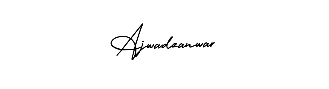 The best way (AmerikaSignatureDemo-Regular) to make a short signature is to pick only two or three words in your name. The name Ajwadzanwar include a total of six letters. For converting this name. Ajwadzanwar signature style 3 images and pictures png