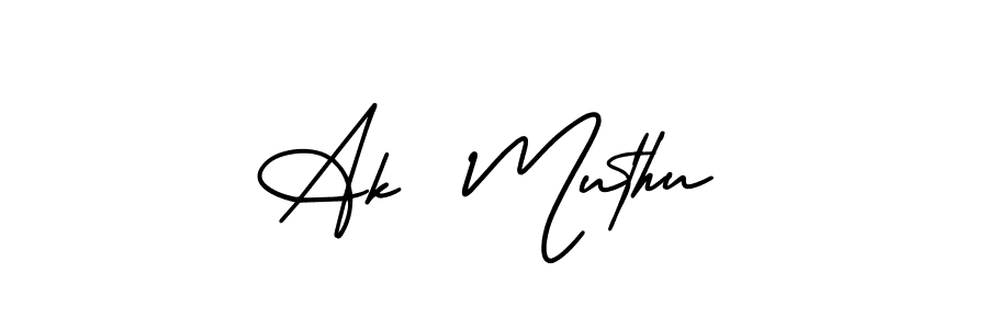 The best way (AmerikaSignatureDemo-Regular) to make a short signature is to pick only two or three words in your name. The name Ak  Muthu include a total of six letters. For converting this name. Ak  Muthu signature style 3 images and pictures png