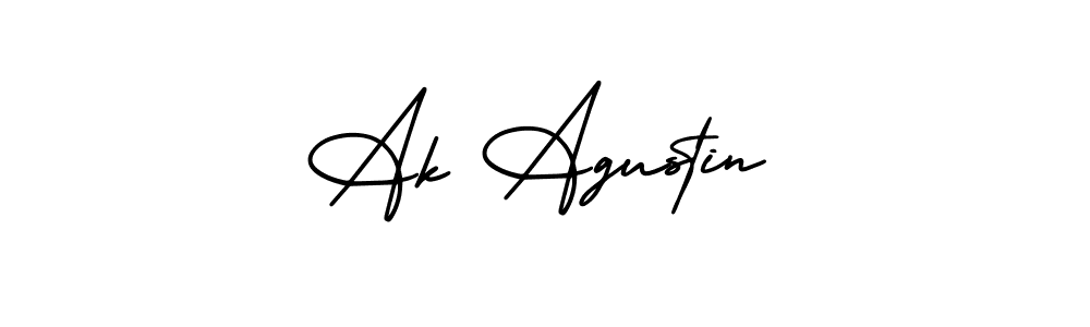 The best way (AmerikaSignatureDemo-Regular) to make a short signature is to pick only two or three words in your name. The name Ak Agustin include a total of six letters. For converting this name. Ak Agustin signature style 3 images and pictures png