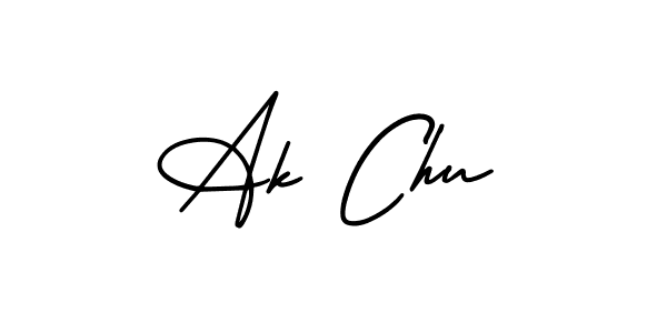 How to make Ak Chu name signature. Use AmerikaSignatureDemo-Regular style for creating short signs online. This is the latest handwritten sign. Ak Chu signature style 3 images and pictures png