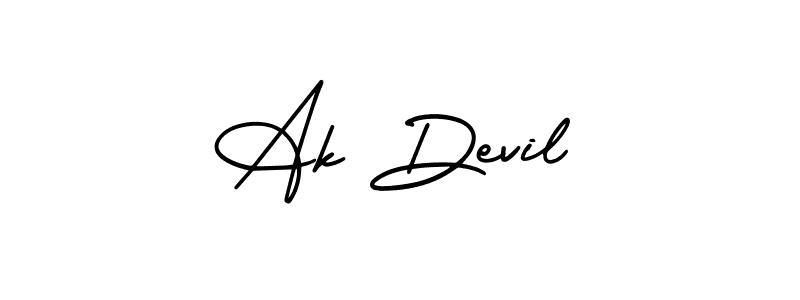 You should practise on your own different ways (AmerikaSignatureDemo-Regular) to write your name (Ak Devil) in signature. don't let someone else do it for you. Ak Devil signature style 3 images and pictures png