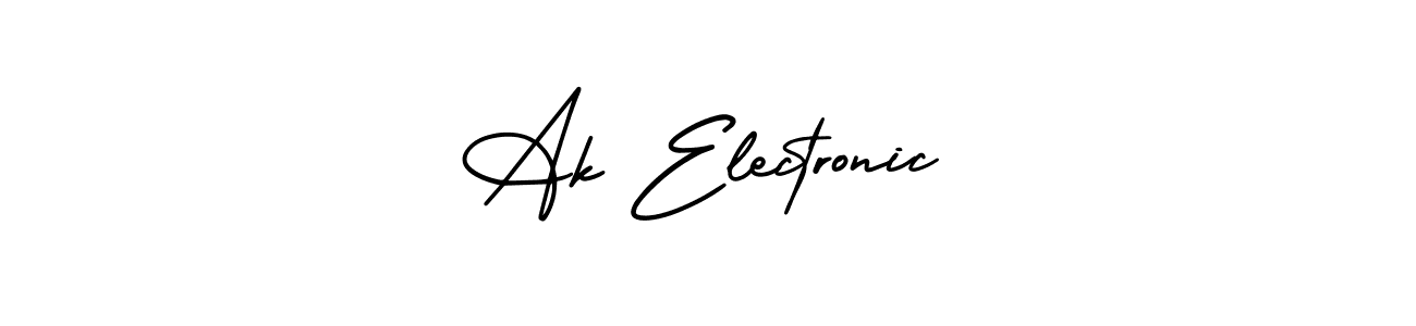 The best way (AmerikaSignatureDemo-Regular) to make a short signature is to pick only two or three words in your name. The name Ak Electronic include a total of six letters. For converting this name. Ak Electronic signature style 3 images and pictures png