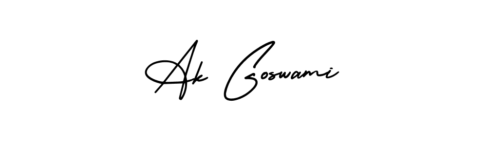 Similarly AmerikaSignatureDemo-Regular is the best handwritten signature design. Signature creator online .You can use it as an online autograph creator for name Ak Goswami. Ak Goswami signature style 3 images and pictures png