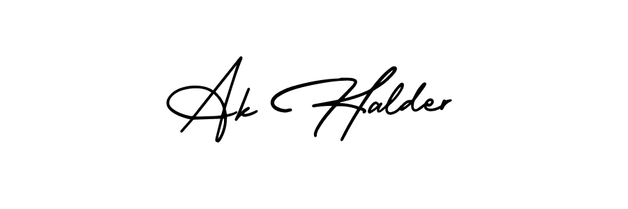 How to make Ak Halder name signature. Use AmerikaSignatureDemo-Regular style for creating short signs online. This is the latest handwritten sign. Ak Halder signature style 3 images and pictures png