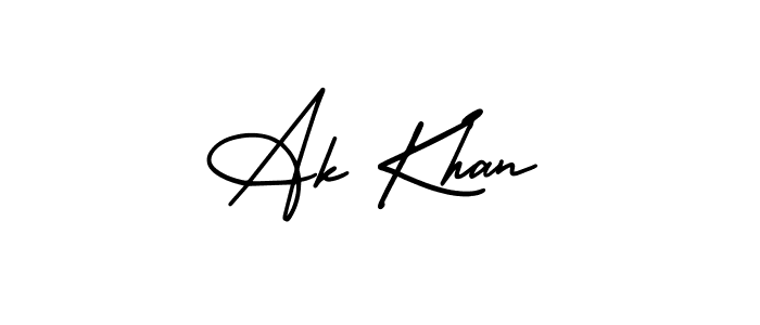 You should practise on your own different ways (AmerikaSignatureDemo-Regular) to write your name (Ak Khan) in signature. don't let someone else do it for you. Ak Khan signature style 3 images and pictures png