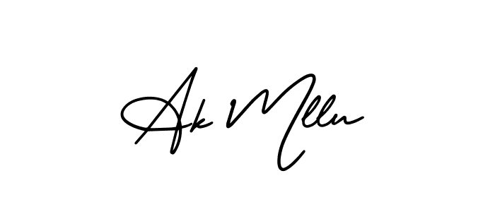 The best way (AmerikaSignatureDemo-Regular) to make a short signature is to pick only two or three words in your name. The name Ak Mllu include a total of six letters. For converting this name. Ak Mllu signature style 3 images and pictures png
