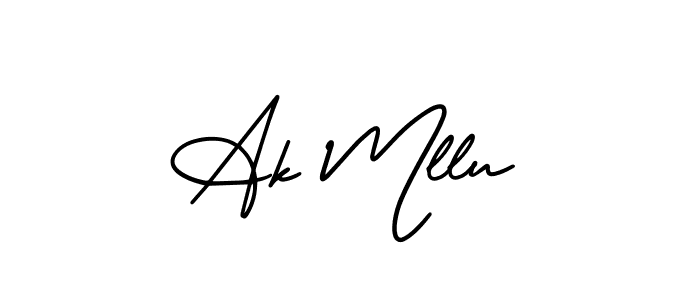 How to make Ak Mllu name signature. Use AmerikaSignatureDemo-Regular style for creating short signs online. This is the latest handwritten sign. Ak Mllu signature style 3 images and pictures png