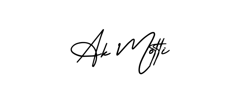 How to make Ak Motti name signature. Use AmerikaSignatureDemo-Regular style for creating short signs online. This is the latest handwritten sign. Ak Motti signature style 3 images and pictures png