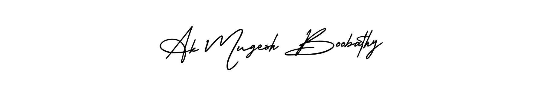 Make a beautiful signature design for name Ak Mugesh Boobathy. With this signature (AmerikaSignatureDemo-Regular) style, you can create a handwritten signature for free. Ak Mugesh Boobathy signature style 3 images and pictures png