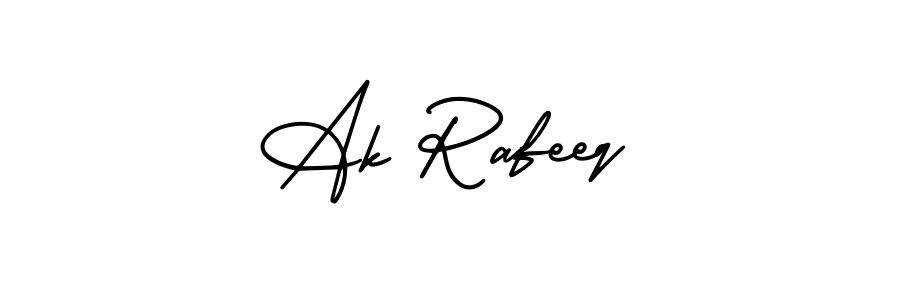 This is the best signature style for the Ak Rafeeq name. Also you like these signature font (AmerikaSignatureDemo-Regular). Mix name signature. Ak Rafeeq signature style 3 images and pictures png