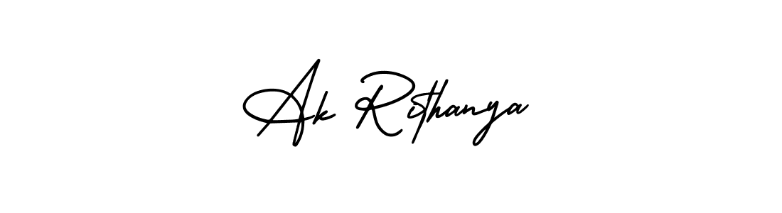Similarly AmerikaSignatureDemo-Regular is the best handwritten signature design. Signature creator online .You can use it as an online autograph creator for name Ak Rithanya. Ak Rithanya signature style 3 images and pictures png