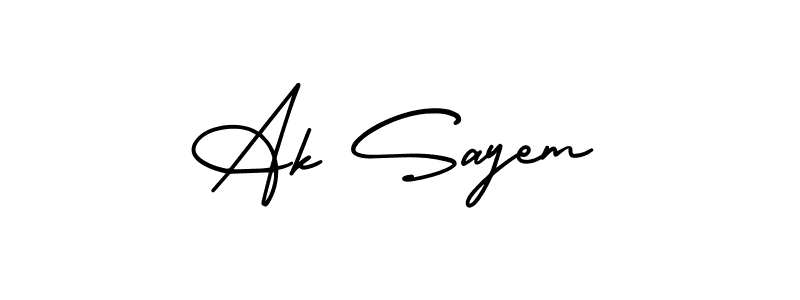 How to make Ak Sayem name signature. Use AmerikaSignatureDemo-Regular style for creating short signs online. This is the latest handwritten sign. Ak Sayem signature style 3 images and pictures png