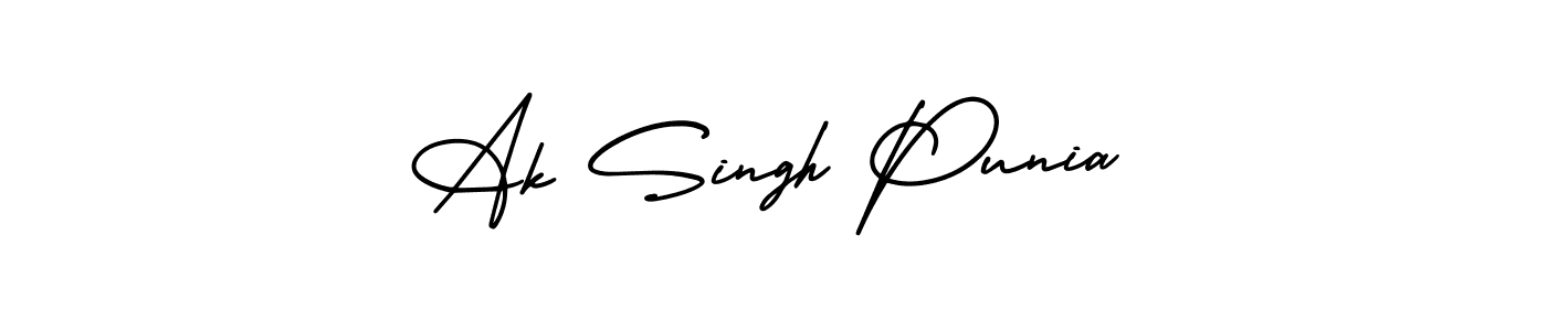 Make a beautiful signature design for name Ak Singh Punia. With this signature (AmerikaSignatureDemo-Regular) style, you can create a handwritten signature for free. Ak Singh Punia signature style 3 images and pictures png