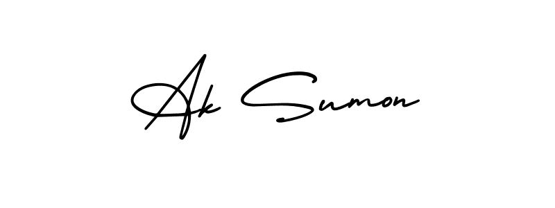You can use this online signature creator to create a handwritten signature for the name Ak Sumon. This is the best online autograph maker. Ak Sumon signature style 3 images and pictures png
