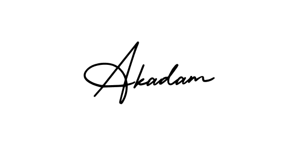 You should practise on your own different ways (AmerikaSignatureDemo-Regular) to write your name (Akadam) in signature. don't let someone else do it for you. Akadam signature style 3 images and pictures png