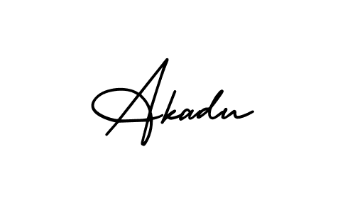 How to make Akadu name signature. Use AmerikaSignatureDemo-Regular style for creating short signs online. This is the latest handwritten sign. Akadu signature style 3 images and pictures png